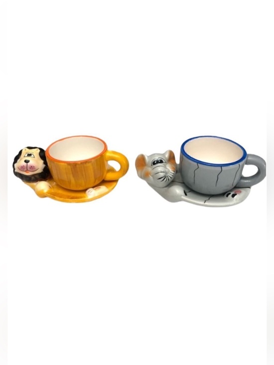 Siaki Other - Set /2 Siaki Rare Elephant & Leon Mini Ceramic Cups
